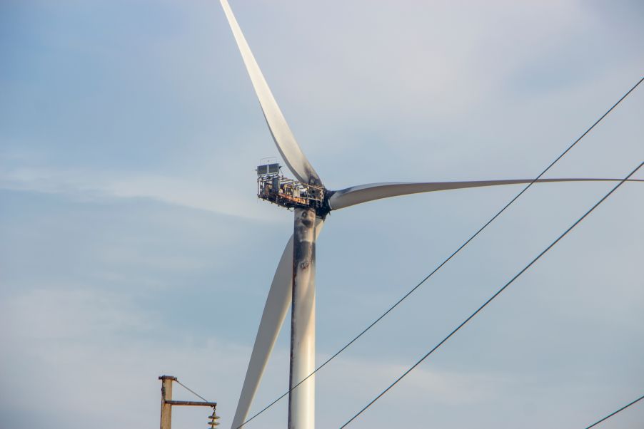 vindmølle i brand grundet gearkasse fejl